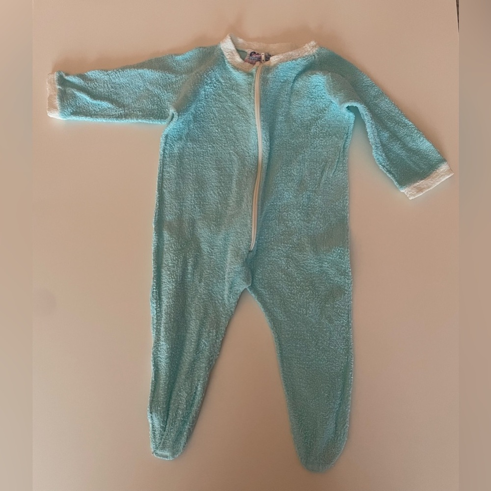 Vintage Cozy Blue Baby Terrycloth One Piece